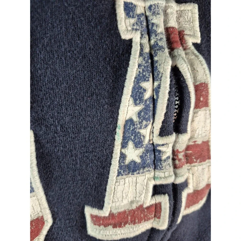 GAP NAVY BLUE MEDIUM HOODIE WITH GAP EMBEDDED USA FLAG DETAIL IN EMBLEM SZ 8-9